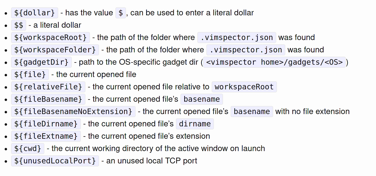 predefined variables