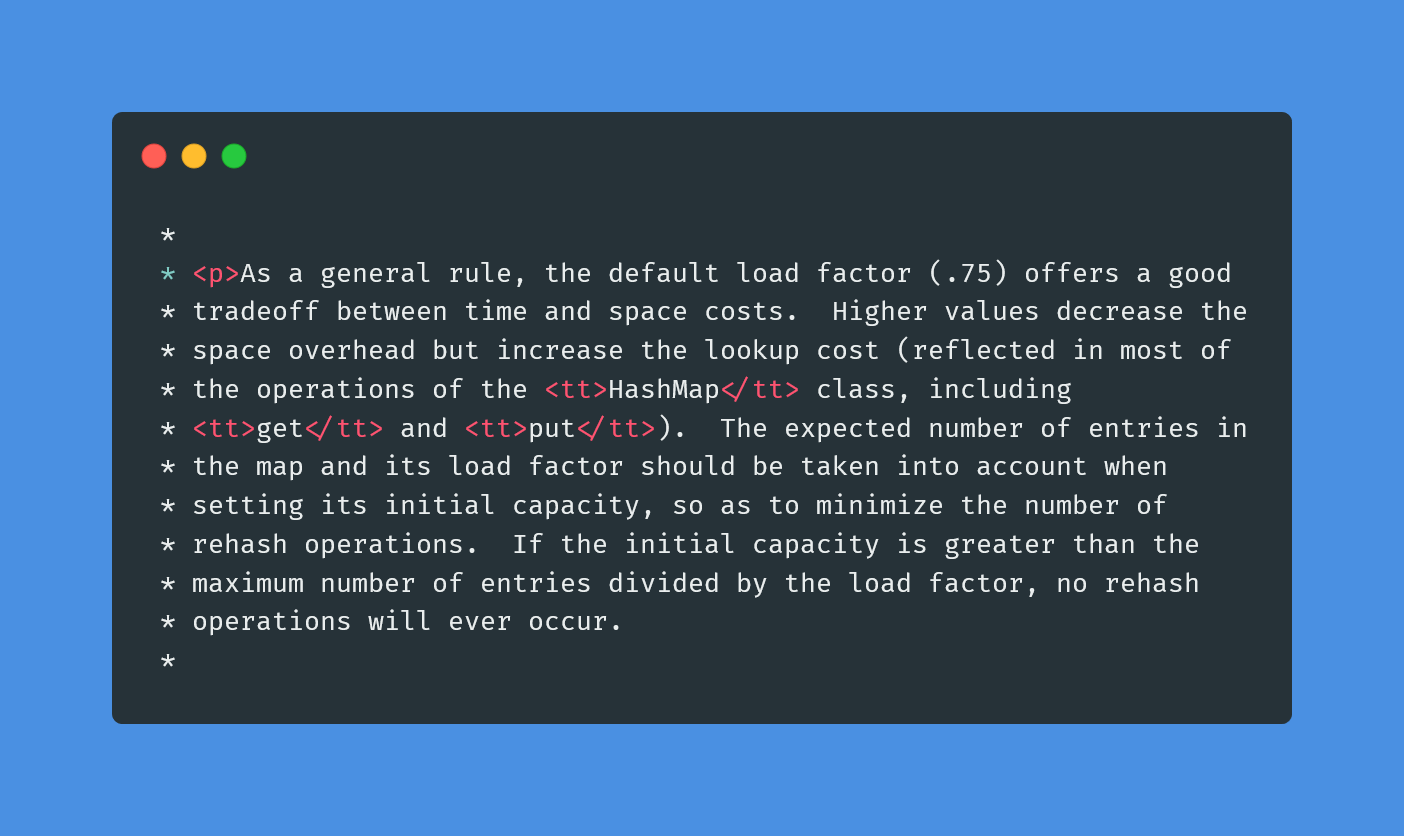 关于默认负载因子的注释